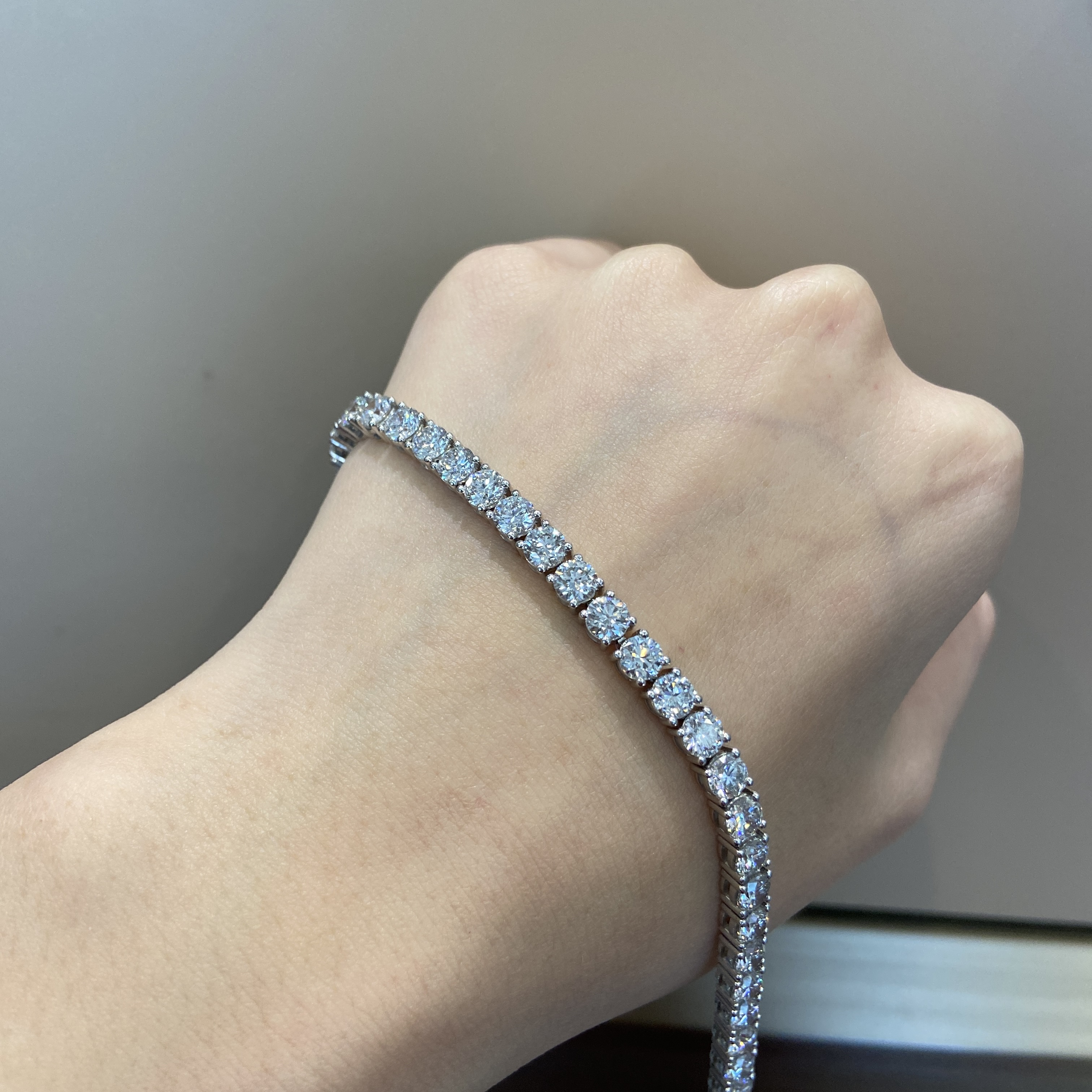 实验室培育钻石铂金网球手链爆闪明星同款送女友送老婆