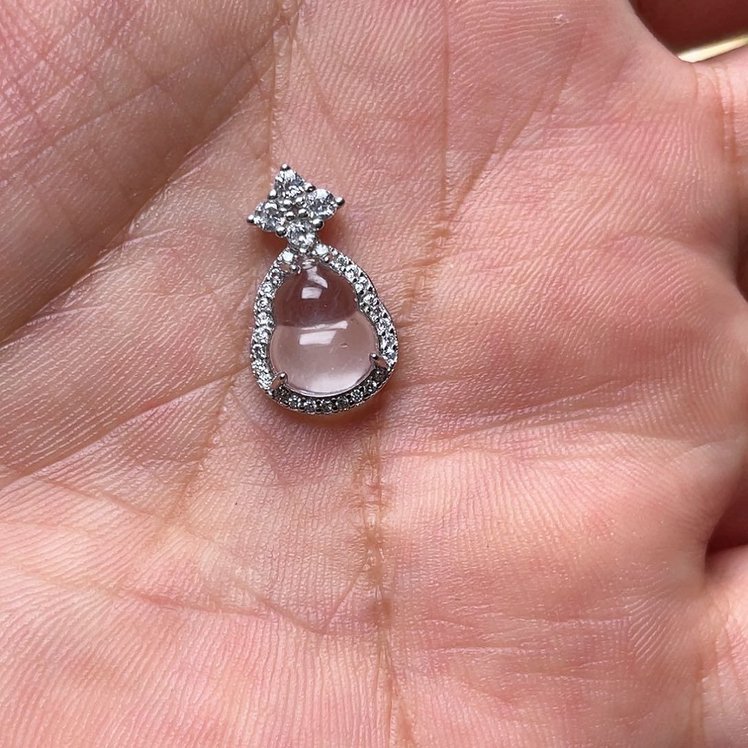 和田玉吊坠银S925镶嵌