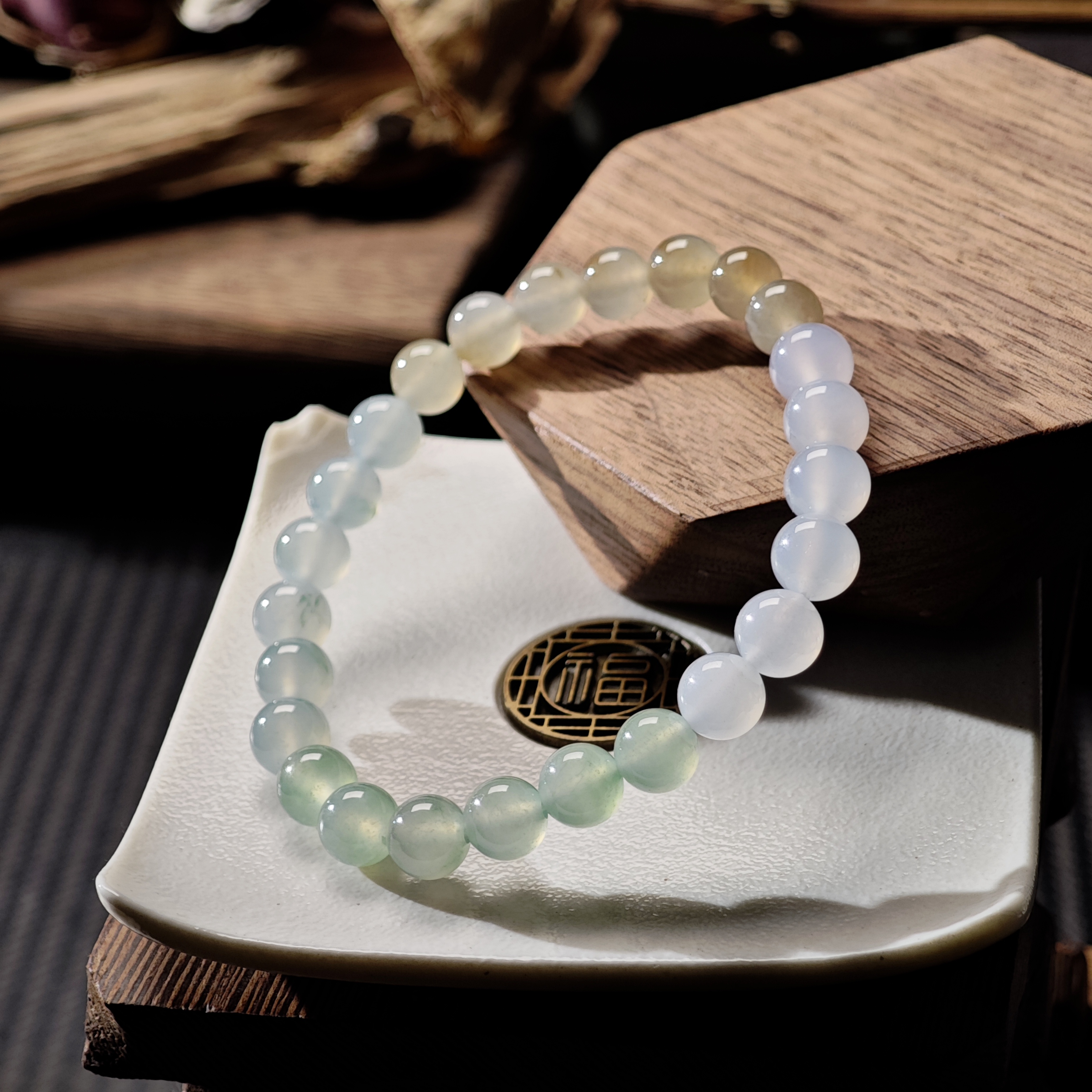 [单品]A3446(卡7.4 )缅甸天然翡翠珠冰种翡翠A级货手串48小时鉴赏