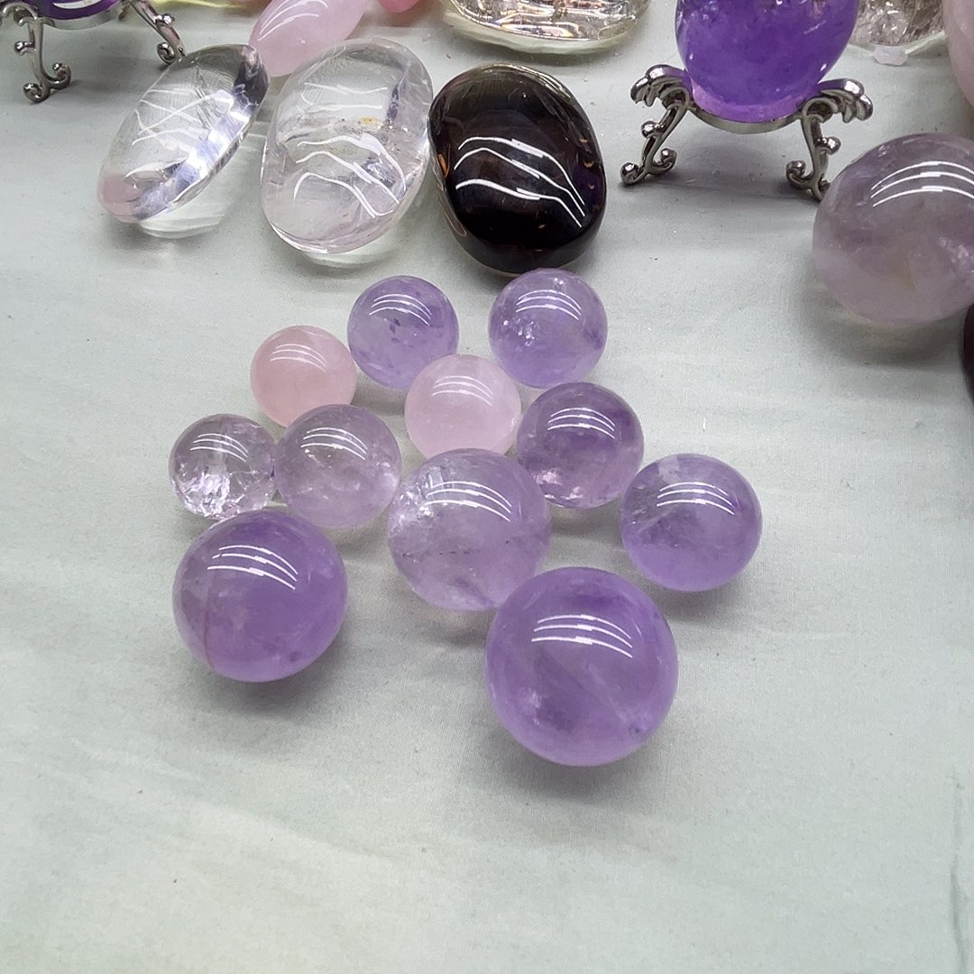 天然紫荆球球桌面摆件