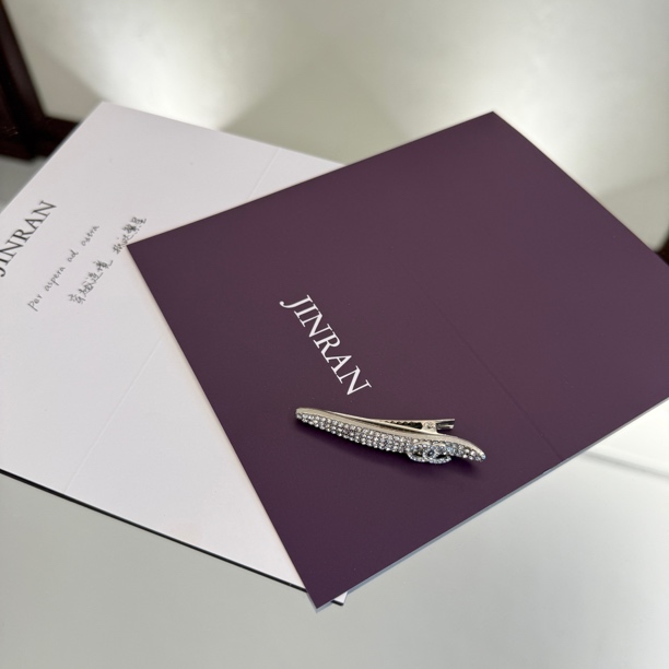 JINRAN银色满镶锆石发夹