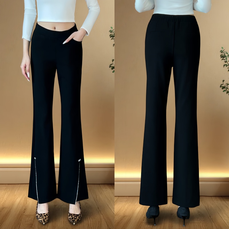 百花果2025秋季新款高腰修身遮肉休闲裤气质百搭女微喇叭裤