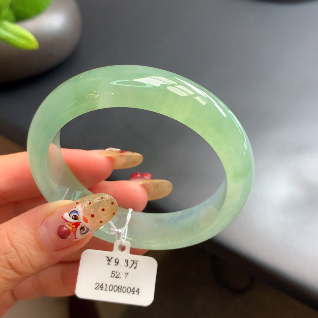 翡翠手镯未镶嵌53黄阳绿正圈