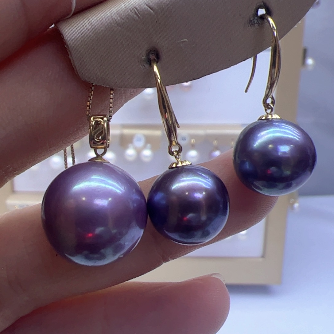 18K金镶嵌淡水珍珠耳饰