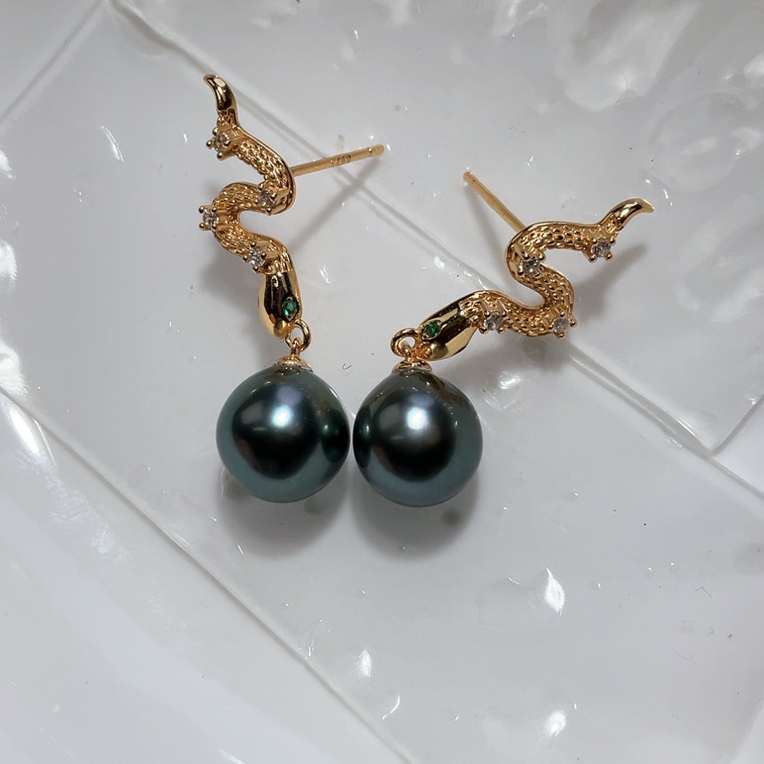 海水珍珠耳饰银S925镶嵌