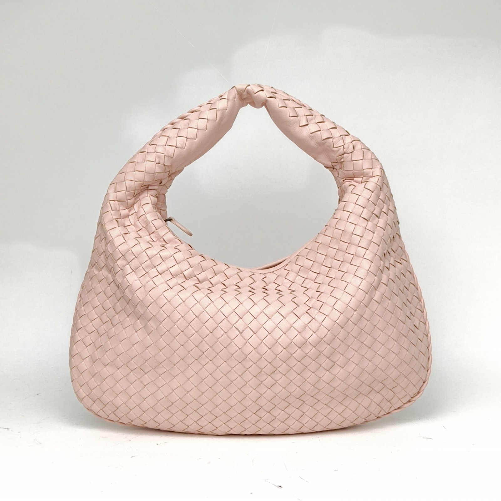 95新 BOTTEGA VENETA/葆蝶家 【娇】粉色皮革S钨钢扣和尚包 130616