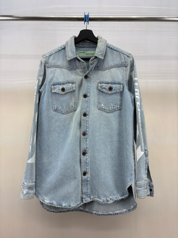 99新 OFF-WHITE 水洗做旧牛仔外套/XS码/M9418