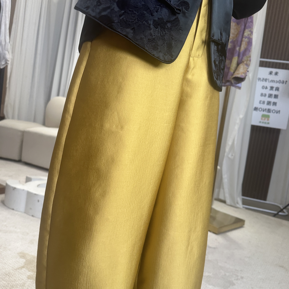 南油朱朱黑色阔腿裤00145