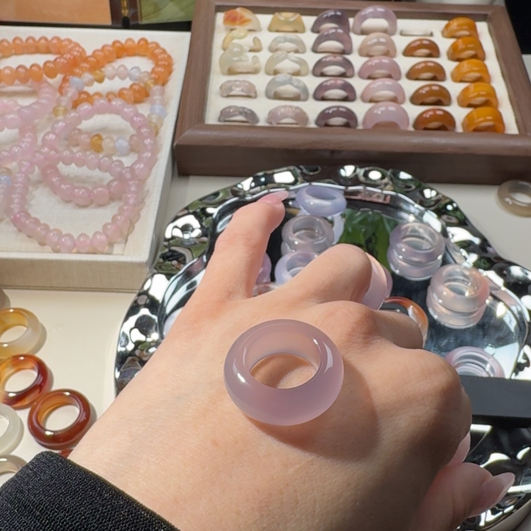 库***友玛瑙/玉髓合金戒指