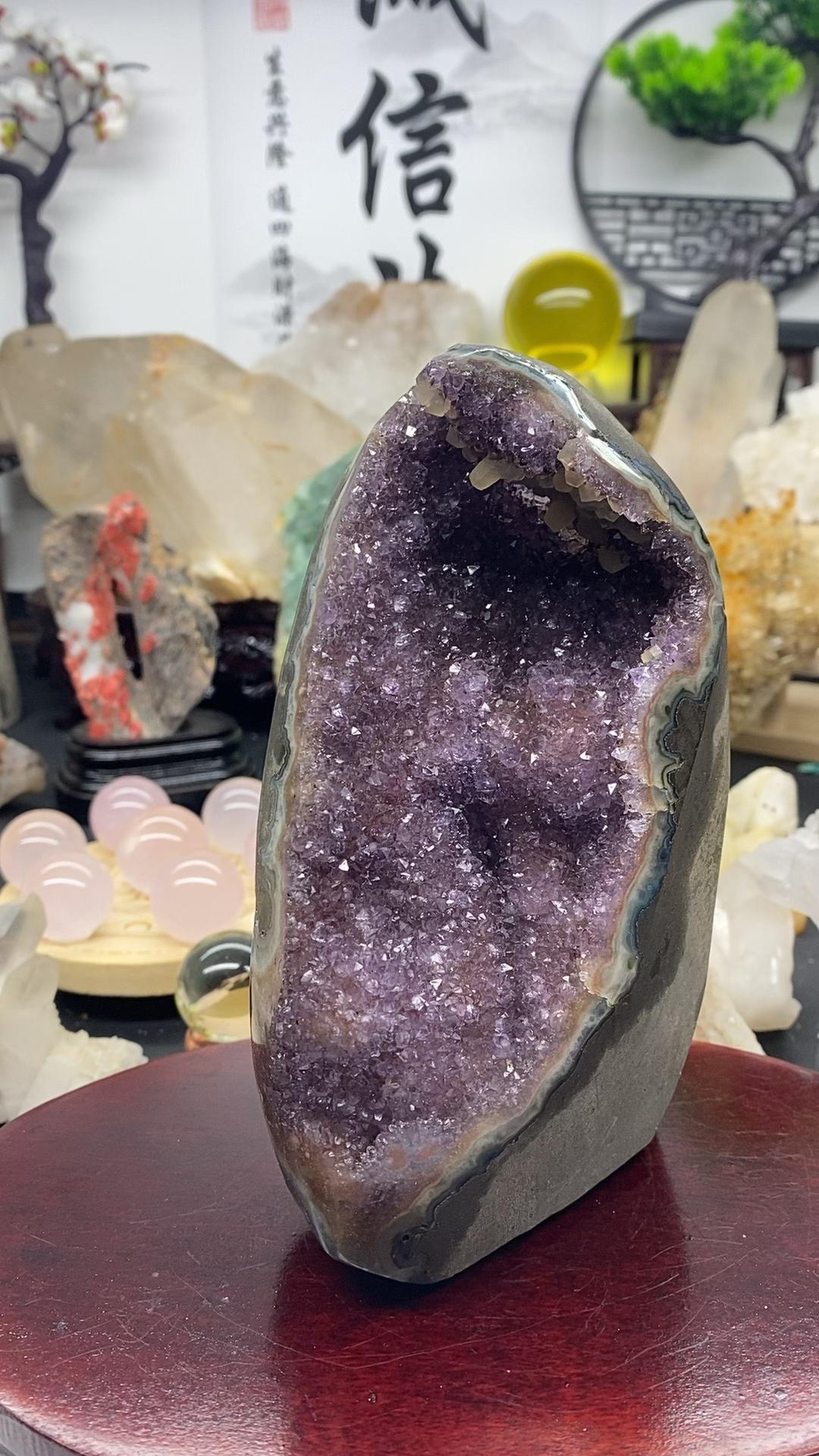 水晶簇摆件紫色客厅玄关