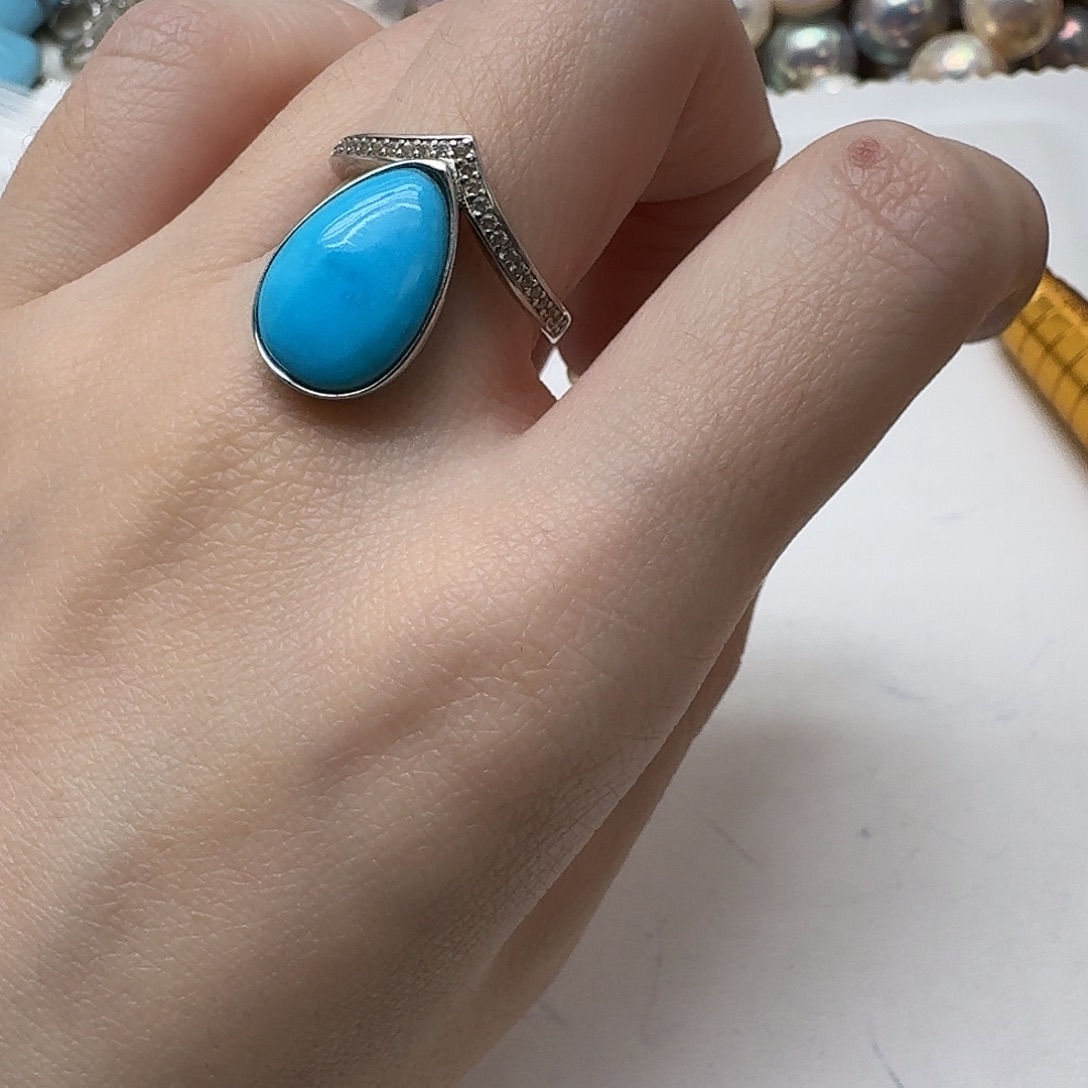 绿松石银S925镶嵌戒指