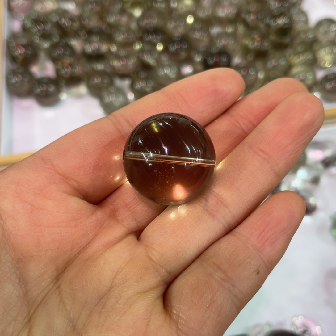 水晶单珠未镶嵌茶水晶2.4