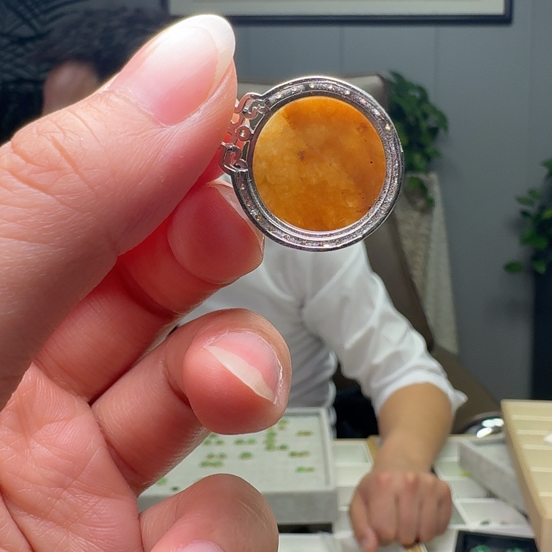 翡翠银S925镶嵌吊坠(不含链)天然