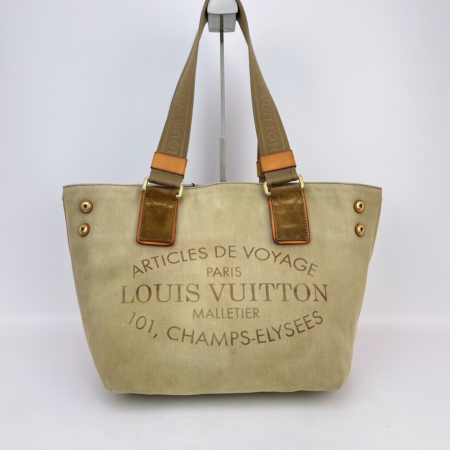 95新 LouisVuitton/路易威登 LV 帆布手提包内标0192底长33 F224