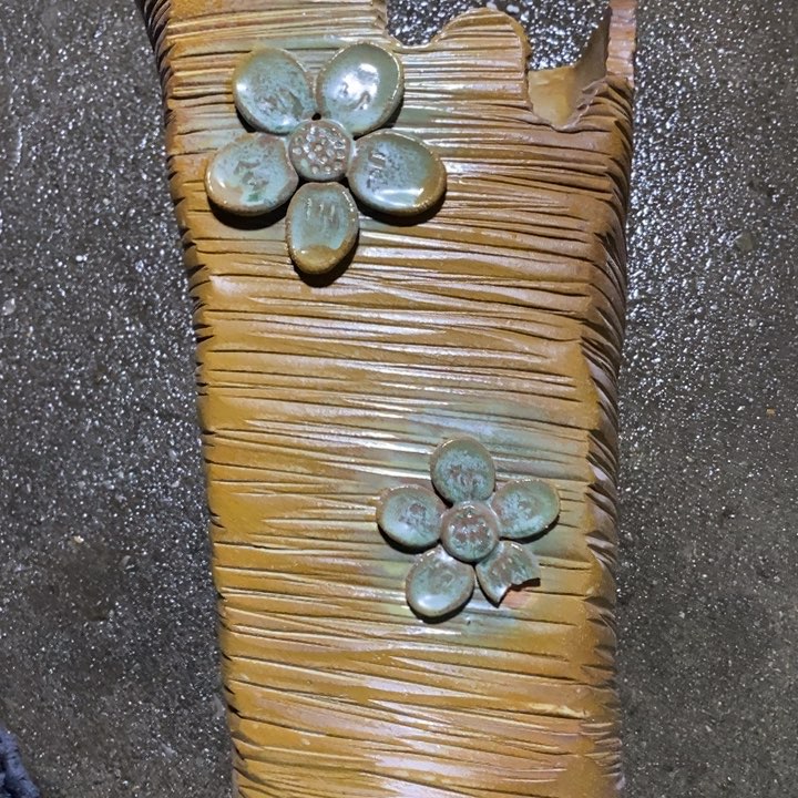 紫砂花盆高约33口约20瑕疵手工