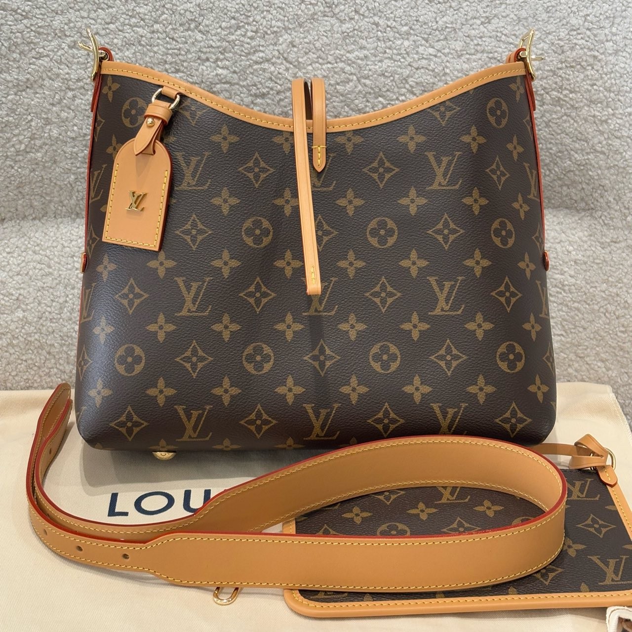 全新未使用 LouisVuitton/路易威登 Carryall 小号老花 25年票