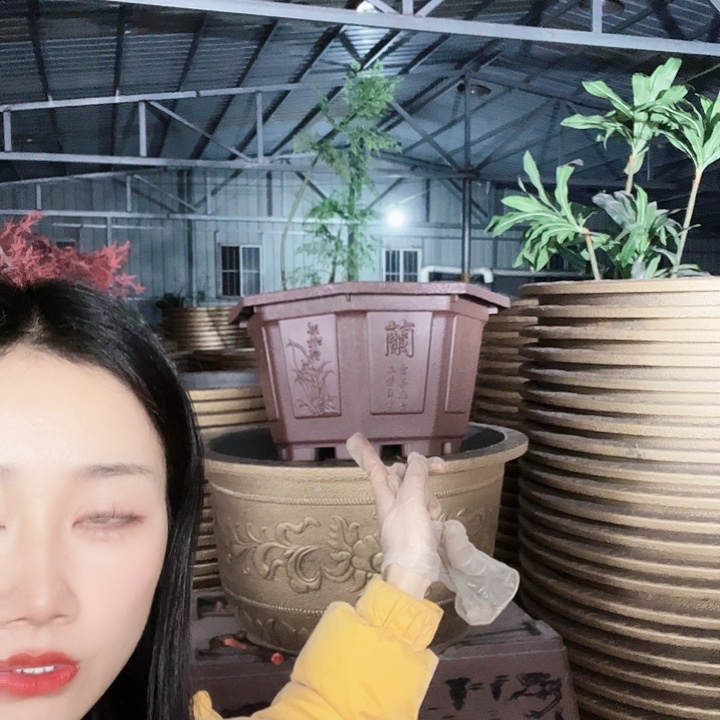 紫色八角60花盆2个有孔