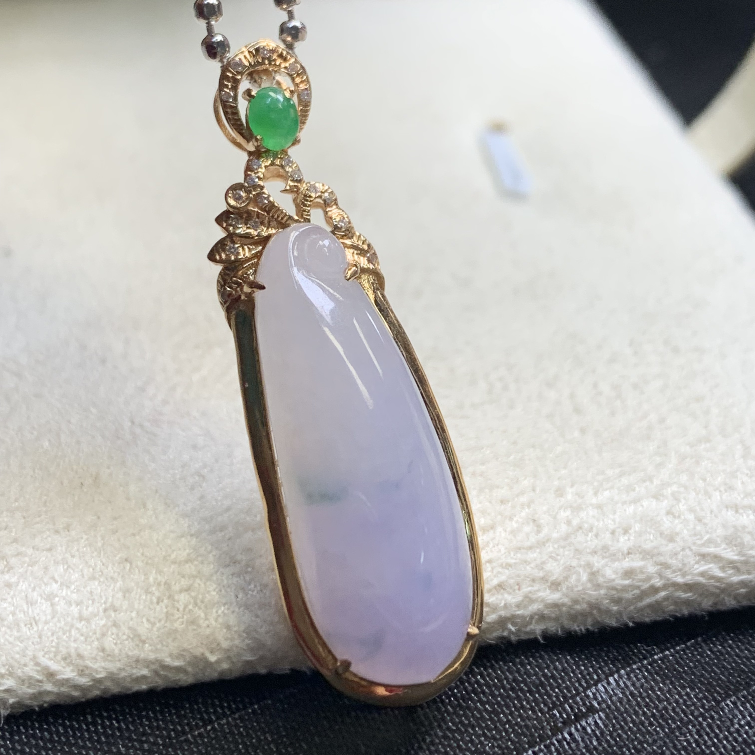 【金鑫】紫罗兰福瓜翡翠吊坠*18k冰胶紫罗兰福瓜吊坠翡翠A货不含链