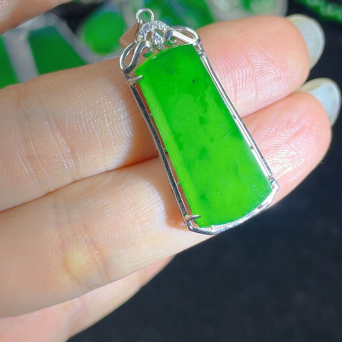 翡翠吊坠(不含链)银S925镶嵌