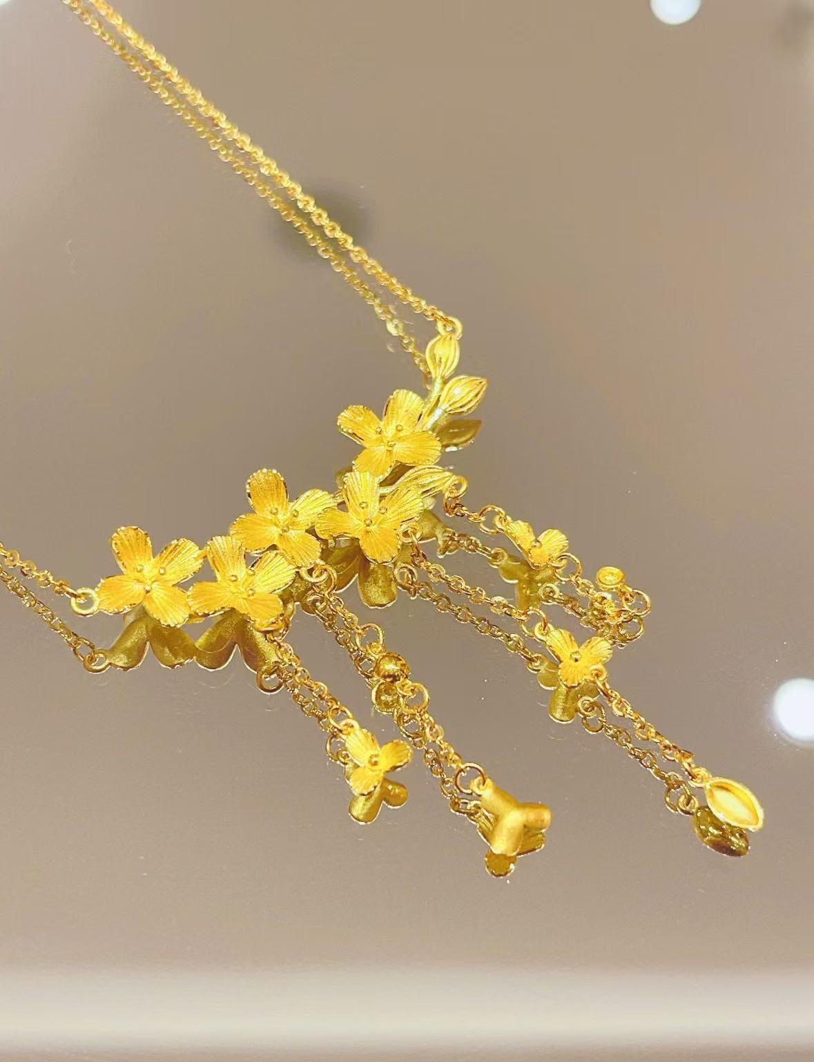 坠链均足银 时尚樱花流苏婚嫁套链