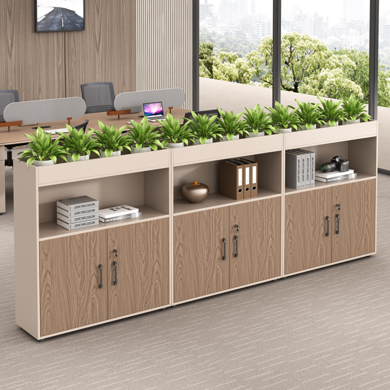 办公室隔断柜花槽柜矮柜绿植植物柜地柜木质文件资料柜储物柜带锁