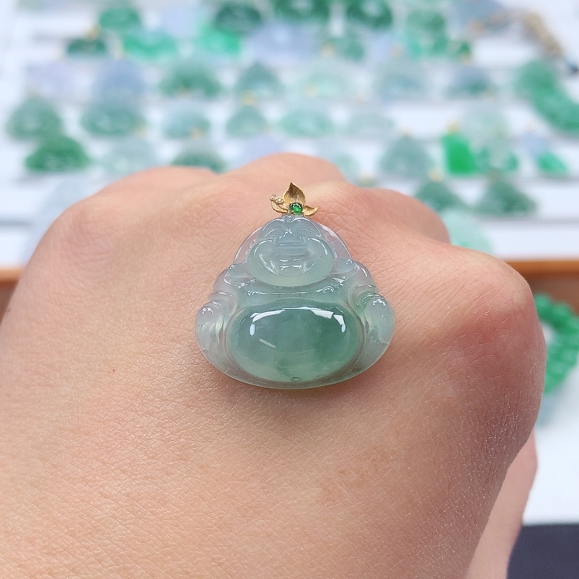 【闪购商品】翡翠吊坠(赠链)18K金镶嵌