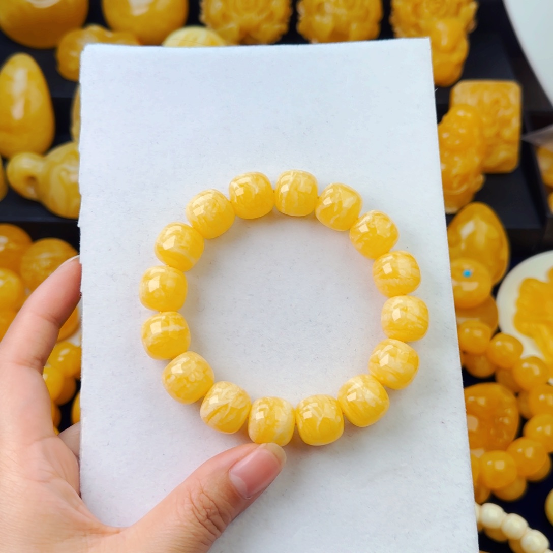 琥珀颈饰未镶嵌同料精工虎皮手串15