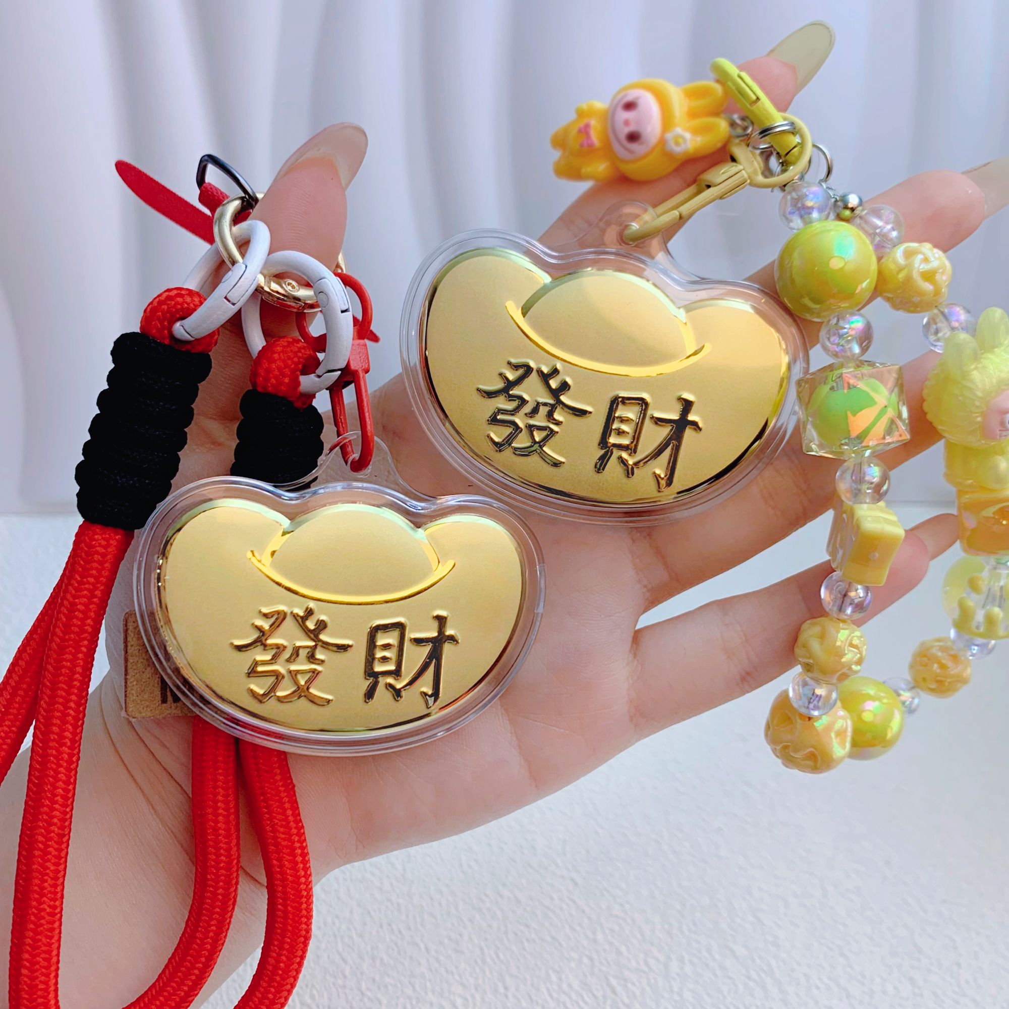【水贝金店】新款【发财元宝】电动车钥匙扣挂件 手机包包可爱卡通