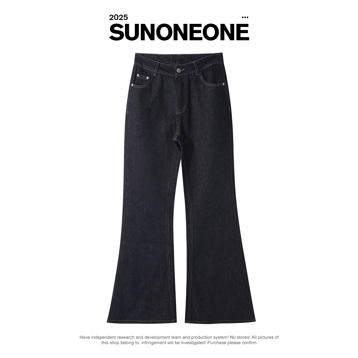 SUNONEONE低腰紧身牛仔裤女秋季水休闲微喇叭裤子女D0031K