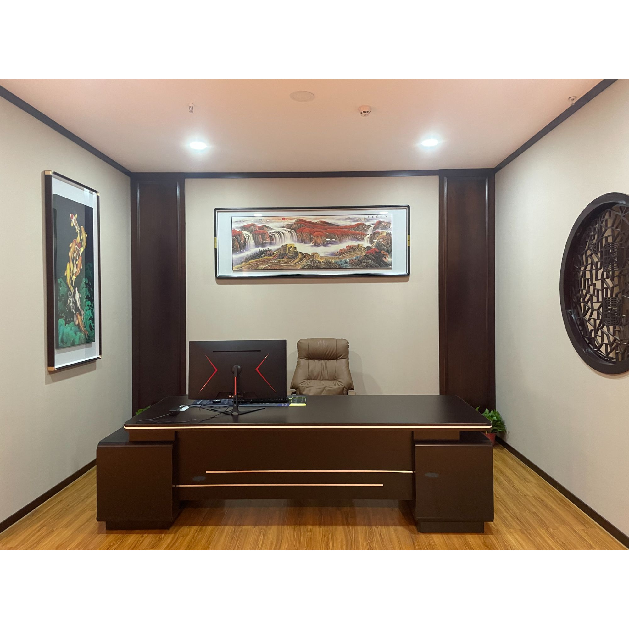 铜小鸭《万里长城-红》手工铜板雕刻 新中式客厅沙发办公背景挂画