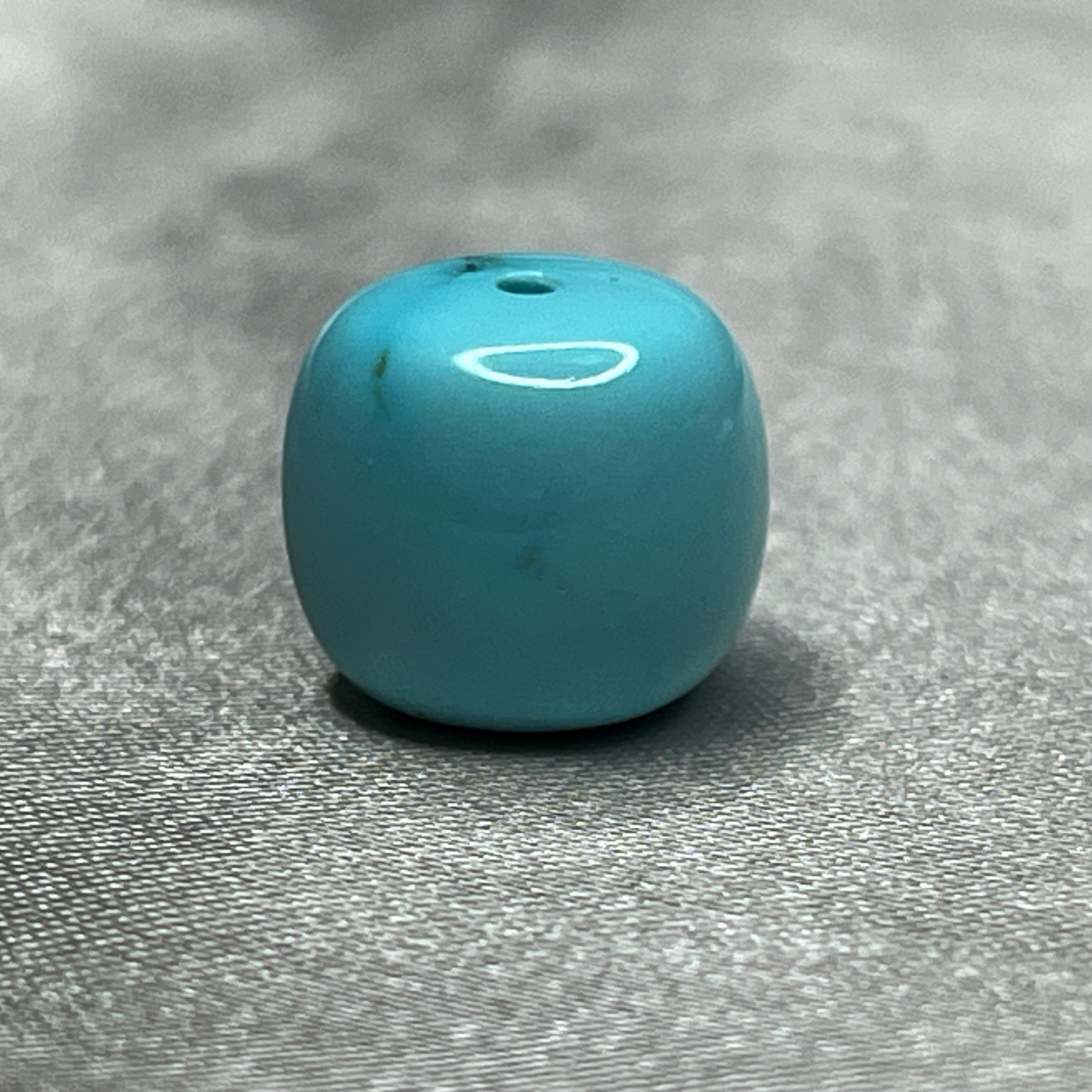 原矿高瓷蓝绿松石老型单珠，11.3*10mm,2.13克