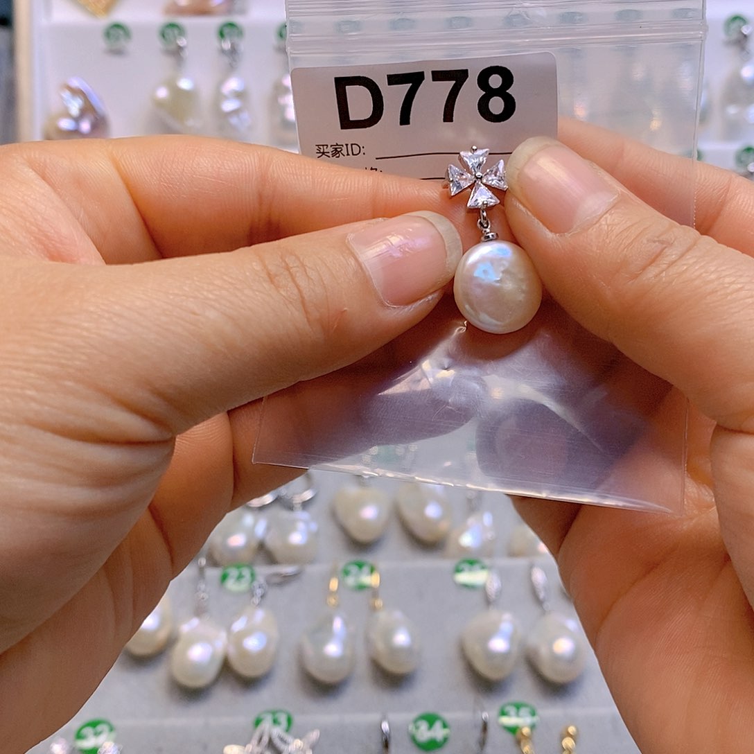 淡水珍珠耳饰银S925镶嵌