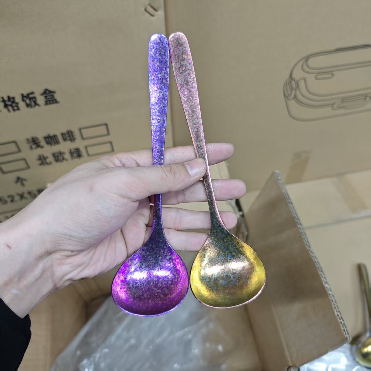 纯钛汤勺长柄勺大号喝汤勺粥勺 汤匙圆形勺子调羹