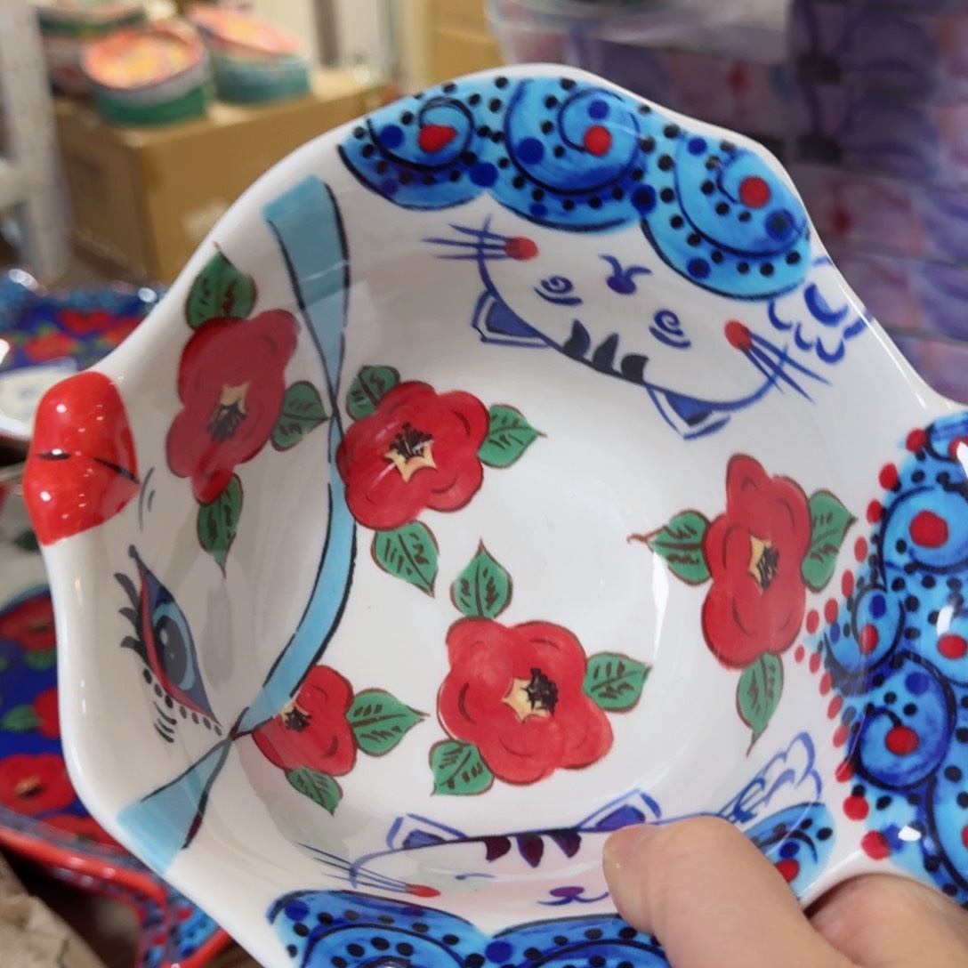 陶瓷7英寸猫鱼碗一只看图