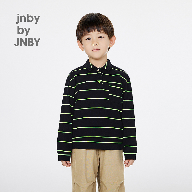 新款江南布衣童装宽松圆领polo长袖T恤25春男女童1P2111060