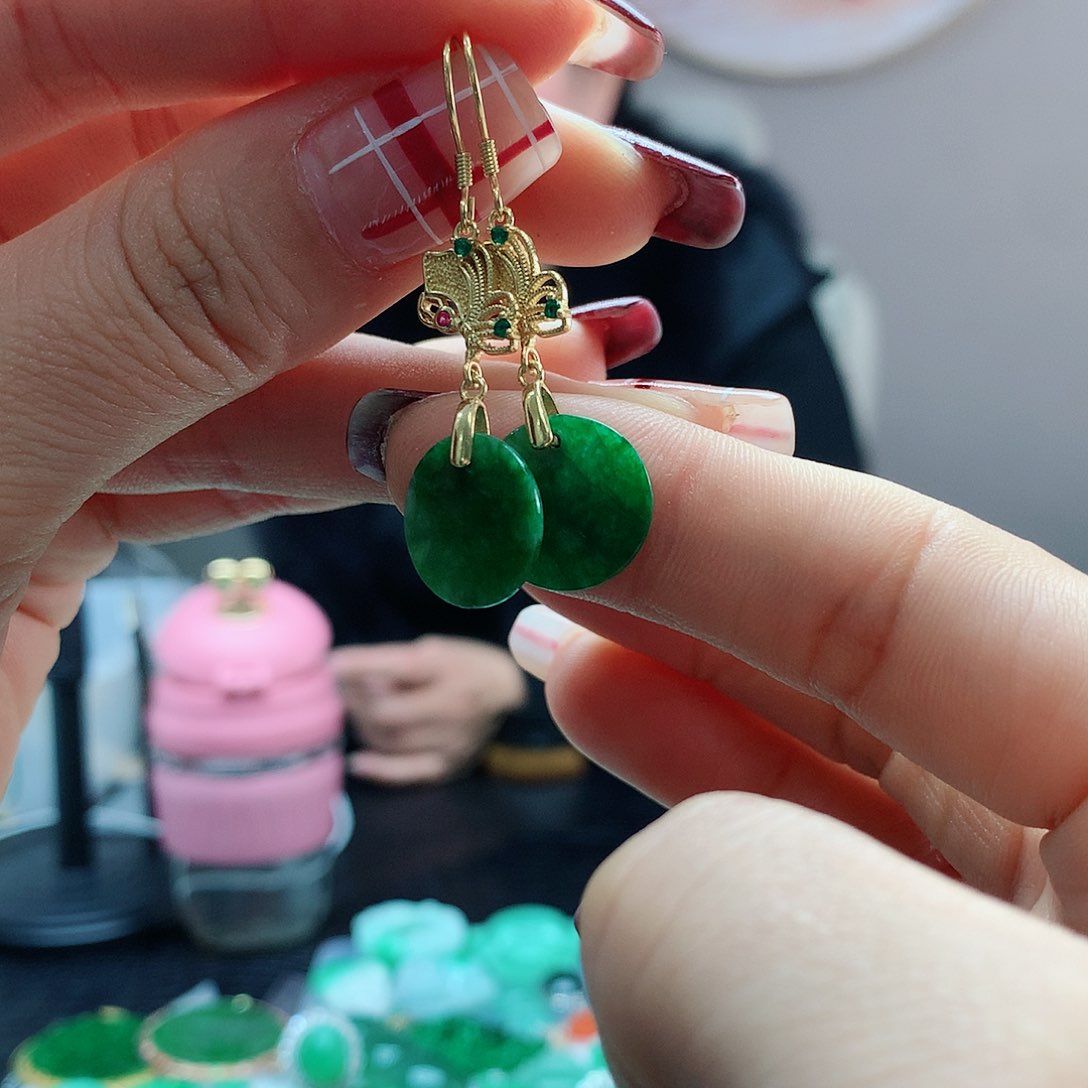 【闪购商品】翡翠耳饰银S925镶嵌，
