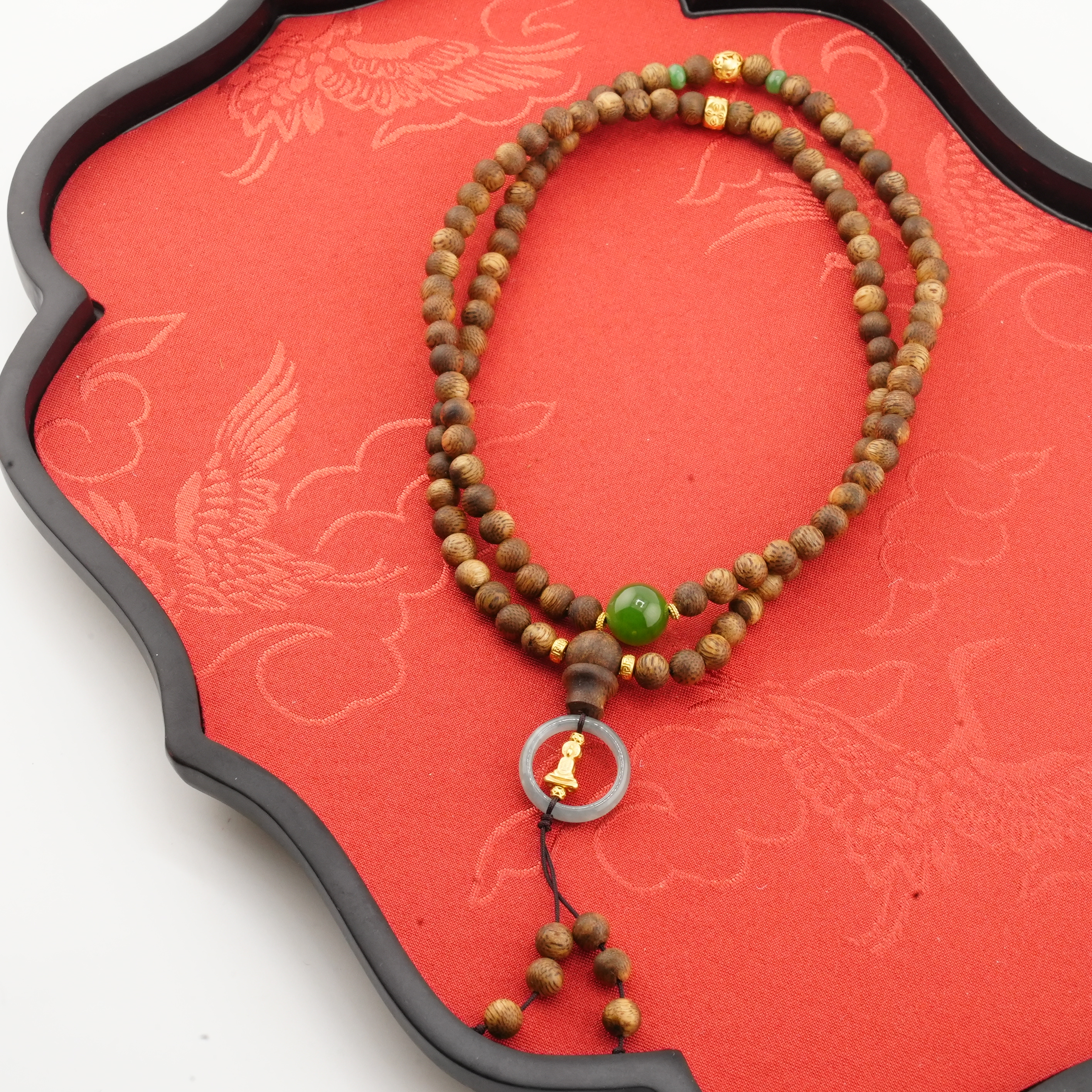 沉香【普陀山书院】925银沉香无相佛108项链