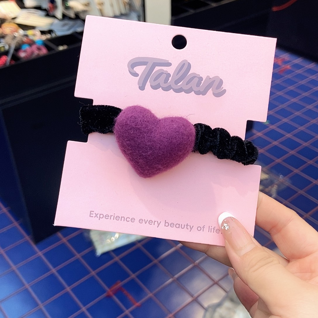 布艺铁合金紫色爱心头绳