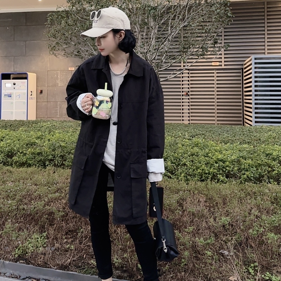 【芬芬姐精选】时尚春季设计感潮流休闲宽松百搭帅气外套风衣9309