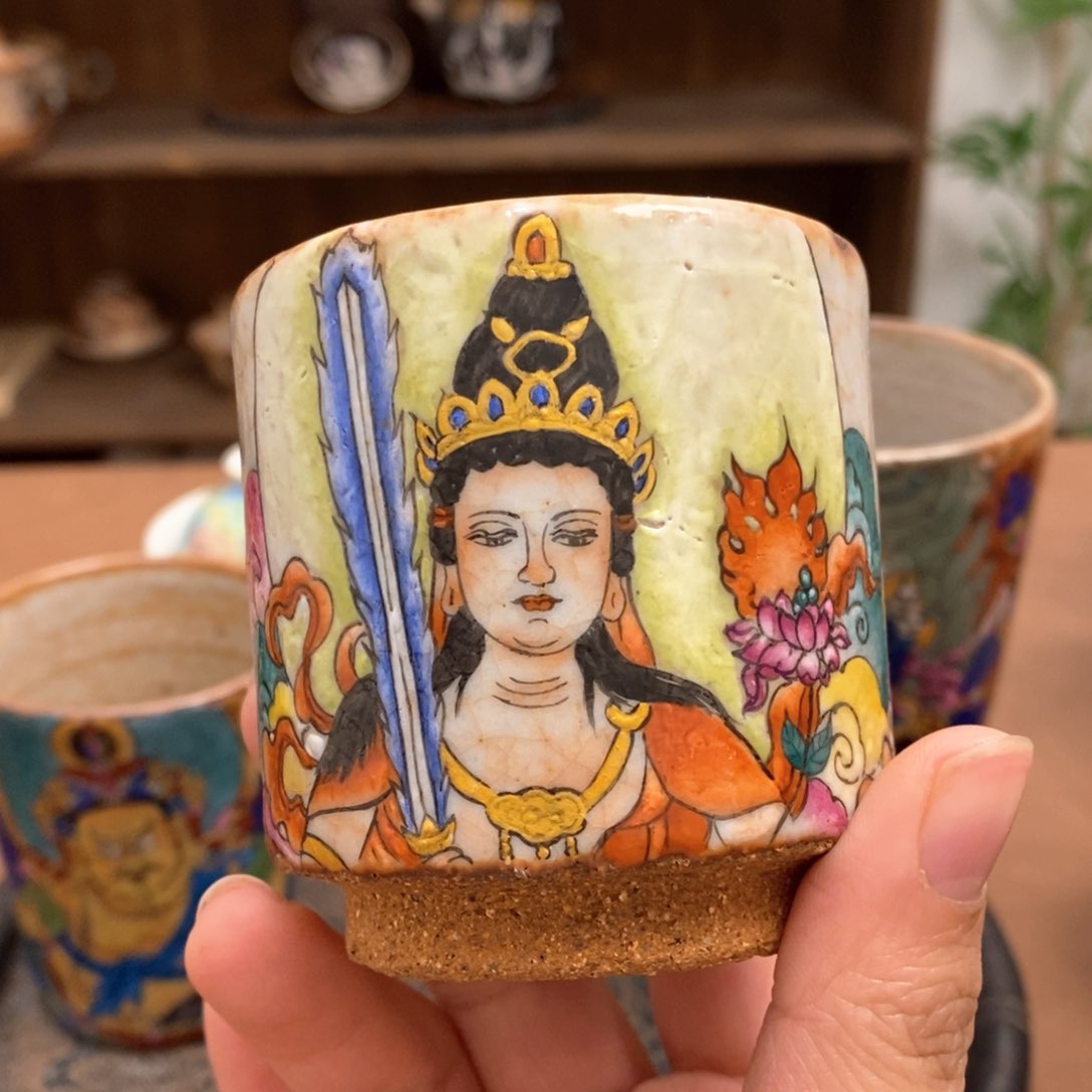 手工手绘虚空藏茶杯