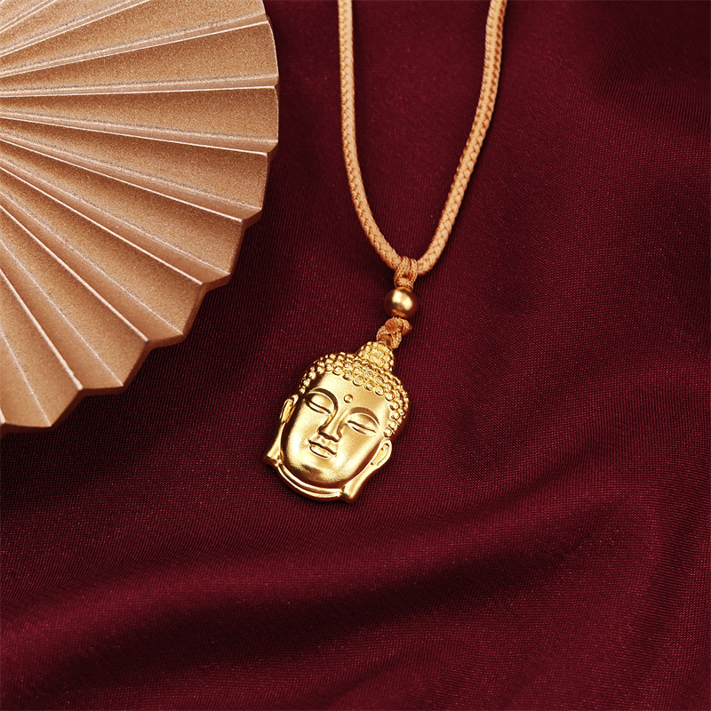 足金999佛头吊坠古法素款百搭精美挂坠项坠
