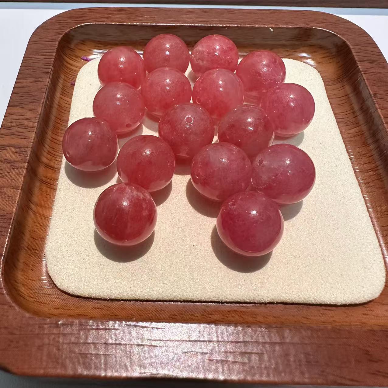 蔷薇辉石散珠DIY水晶手串配珠配饰珠径约13mm