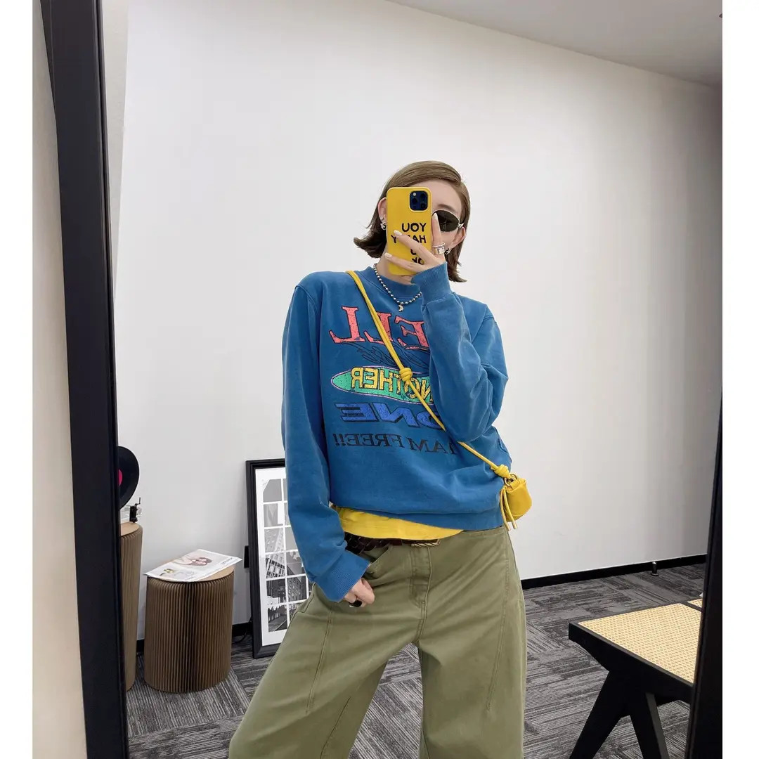 AMYLIANG｜【旧时光】秋季新款复古做旧重工酵洗炒盐休闲卫衣0371