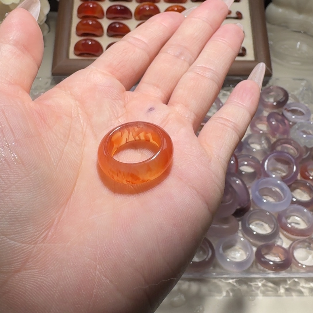 玛瑙/玉髓未镶嵌戒圈18号 港12龙纹 