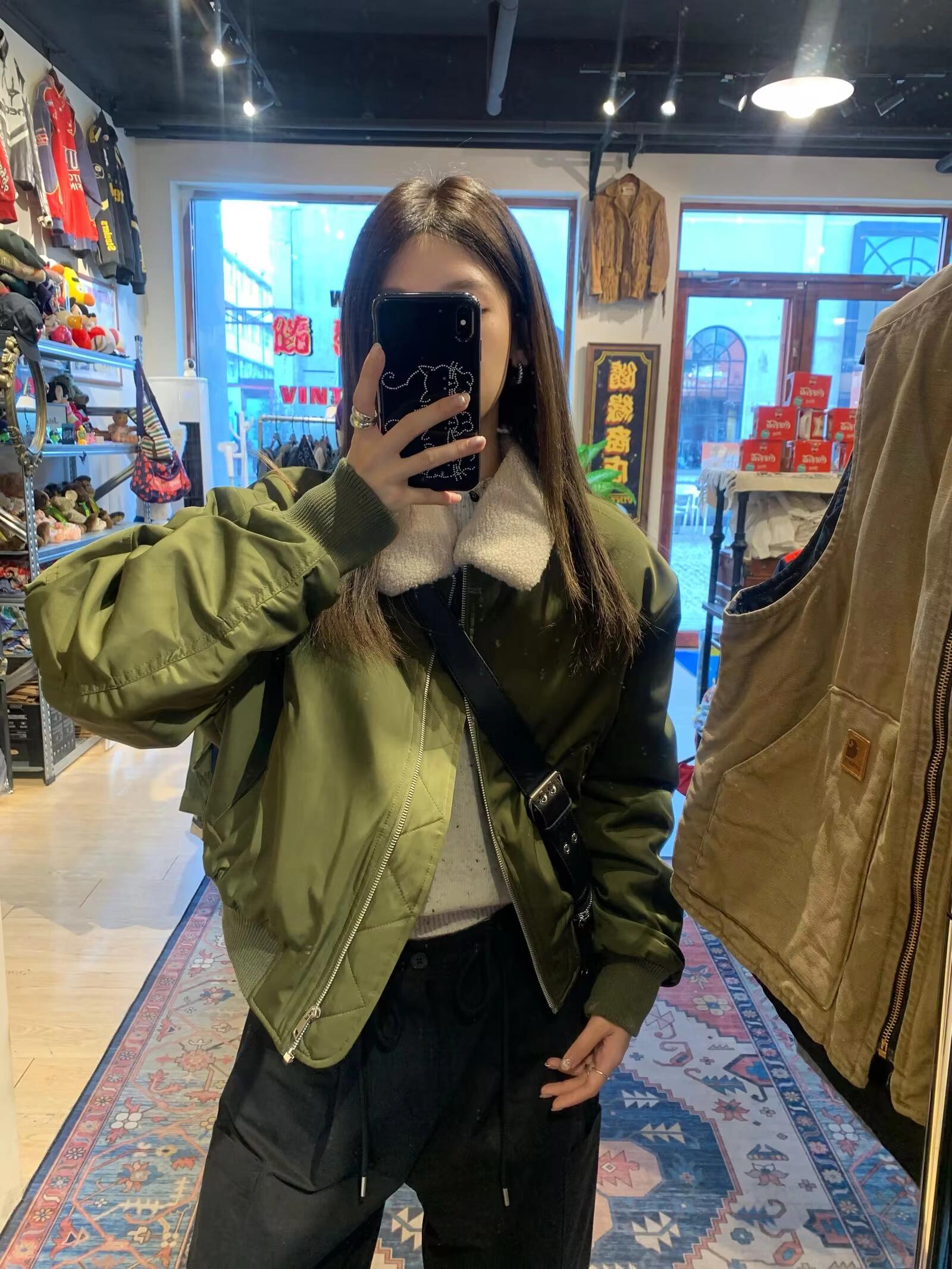 2025冬新款美式可拆卸翻领宽松型女棉服休闲百搭飞行夹克加厚韩版