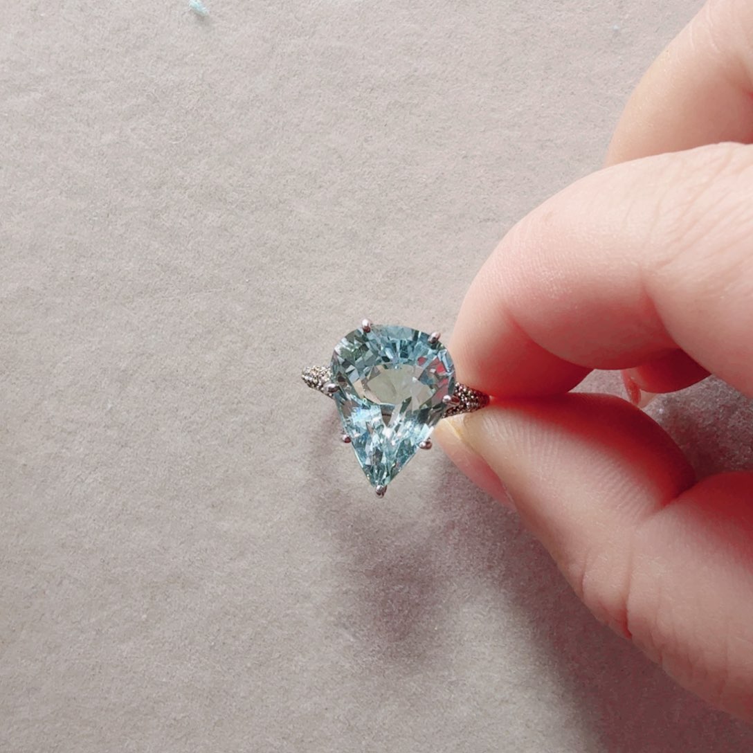 海蓝宝石戒圈银S925镶嵌