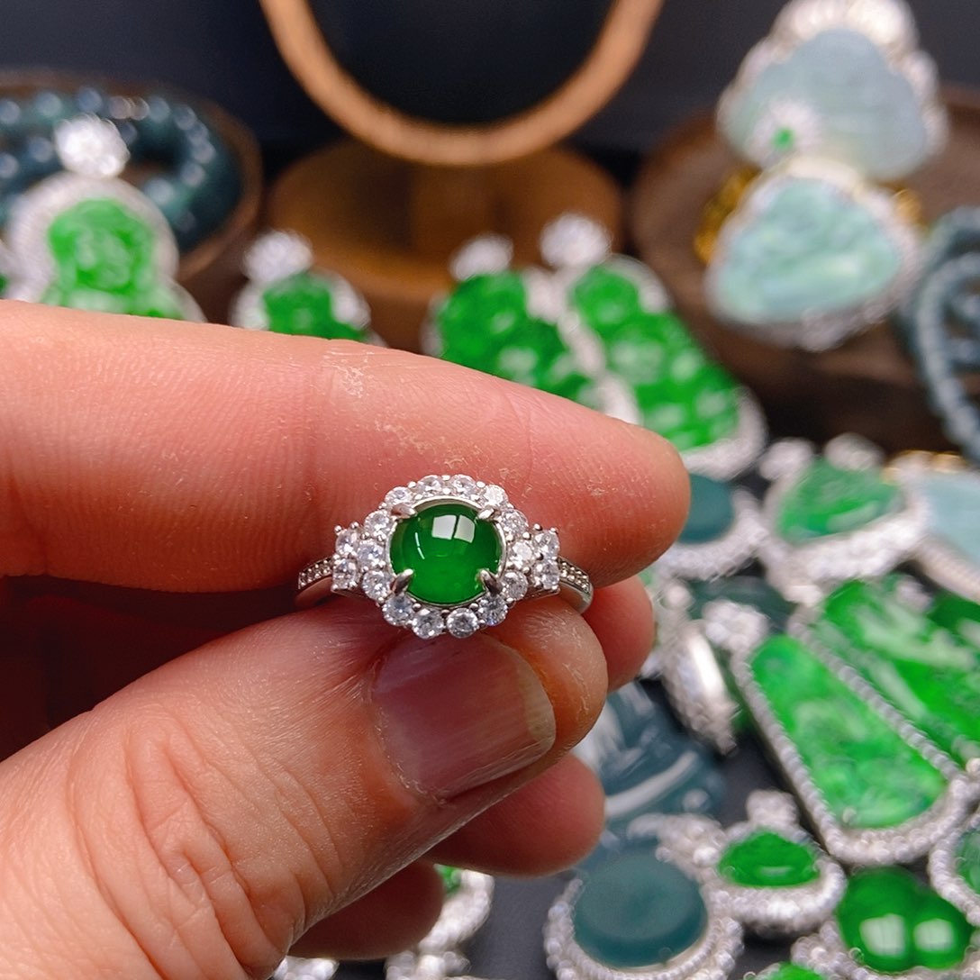 翡翠戒指银S925镶嵌842戒指