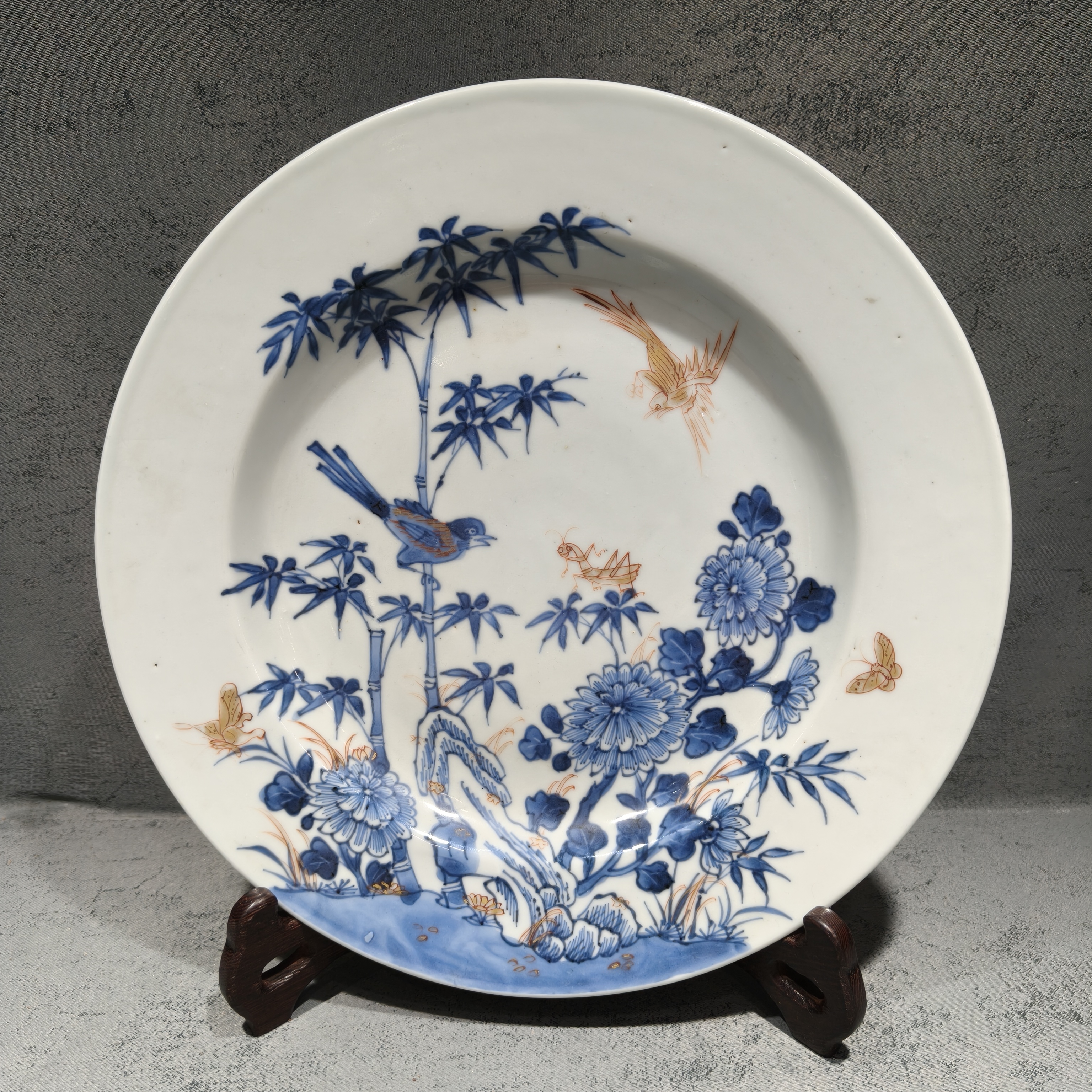 青花描金花鸟盘20250103005