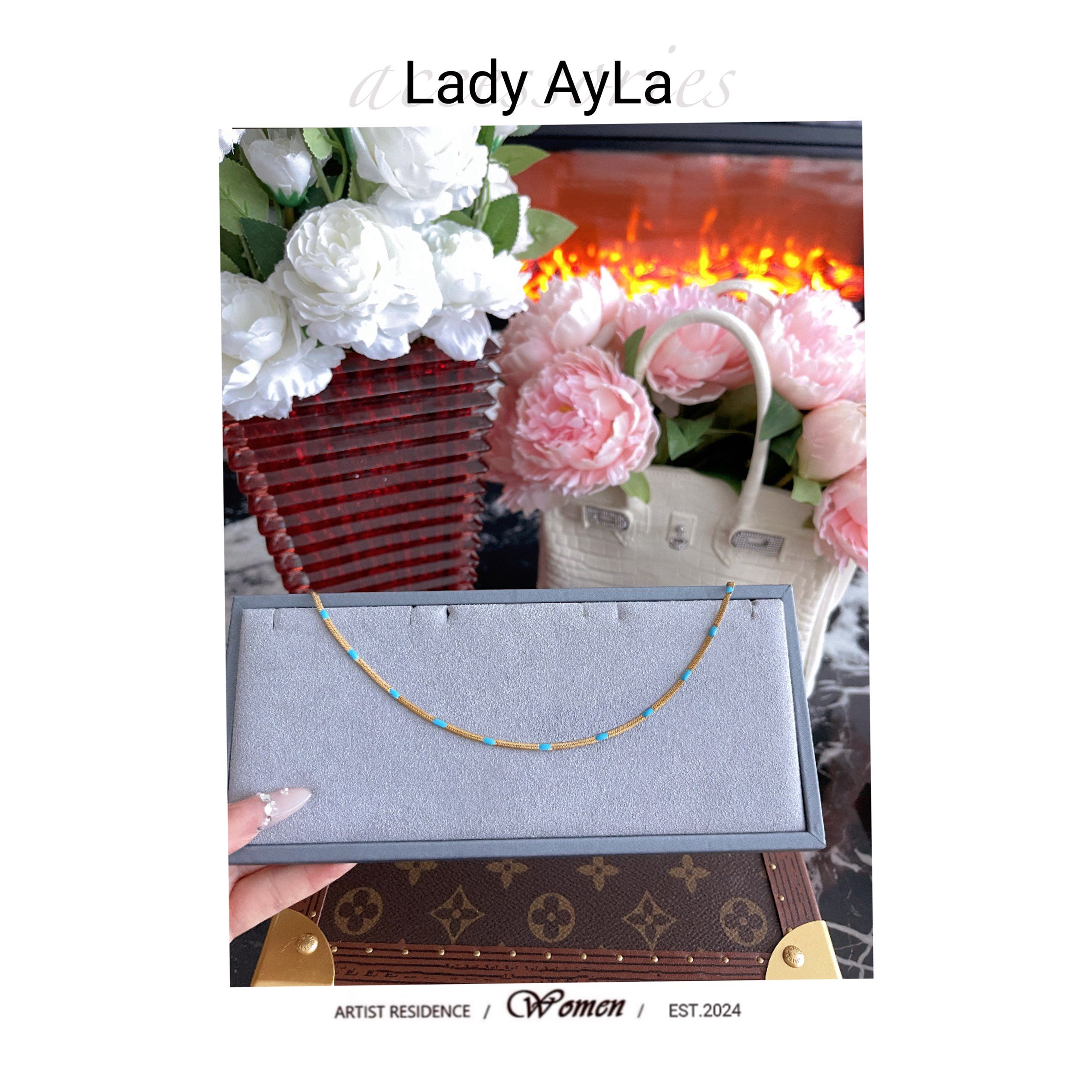 钛钢珐琅项链 钛钢亚克力项链 蓝色珠珠时尚百搭项链AL257