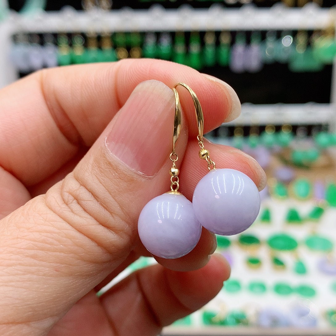 翡翠耳饰18K金镶嵌的